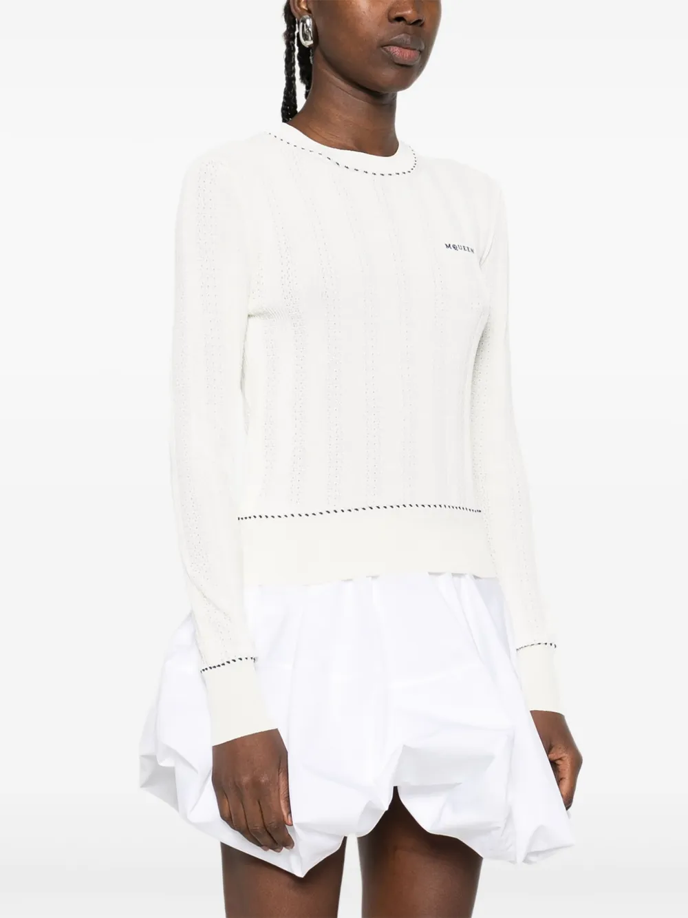 Alexander McQueen Top met geborduurd logo Wit