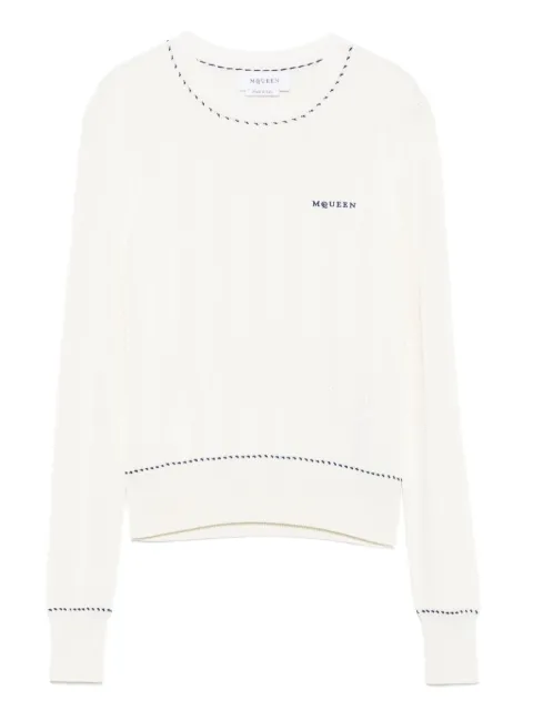Alexander McQueen logo-embroidered ribbed-knit top