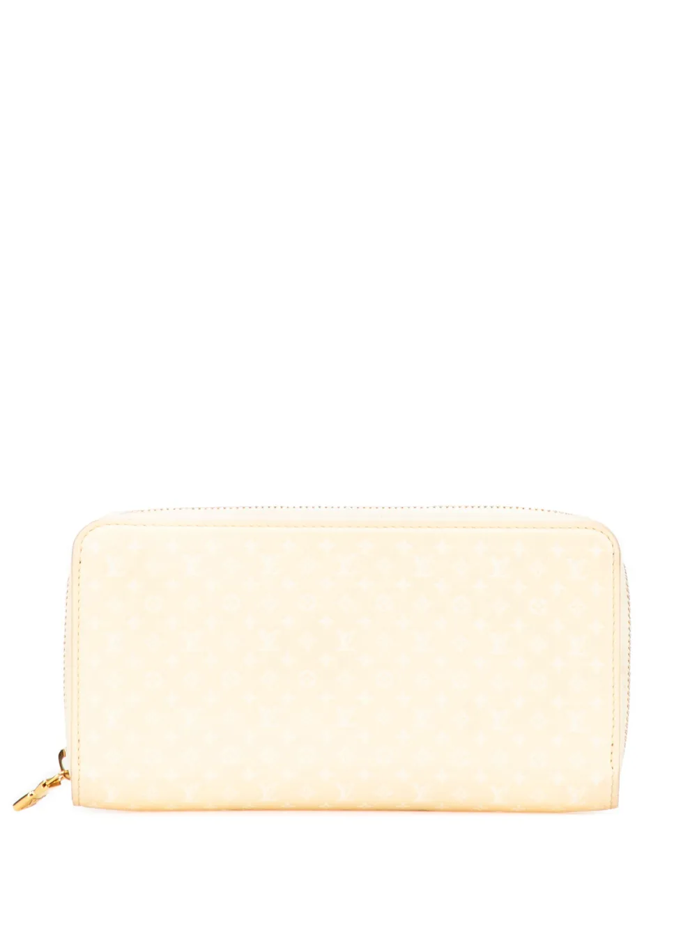 Pre-owned Louis Vuitton 2021-2025 Embossed Calfskin Nanogram Zippy Wallet Long Wallets In Yellow