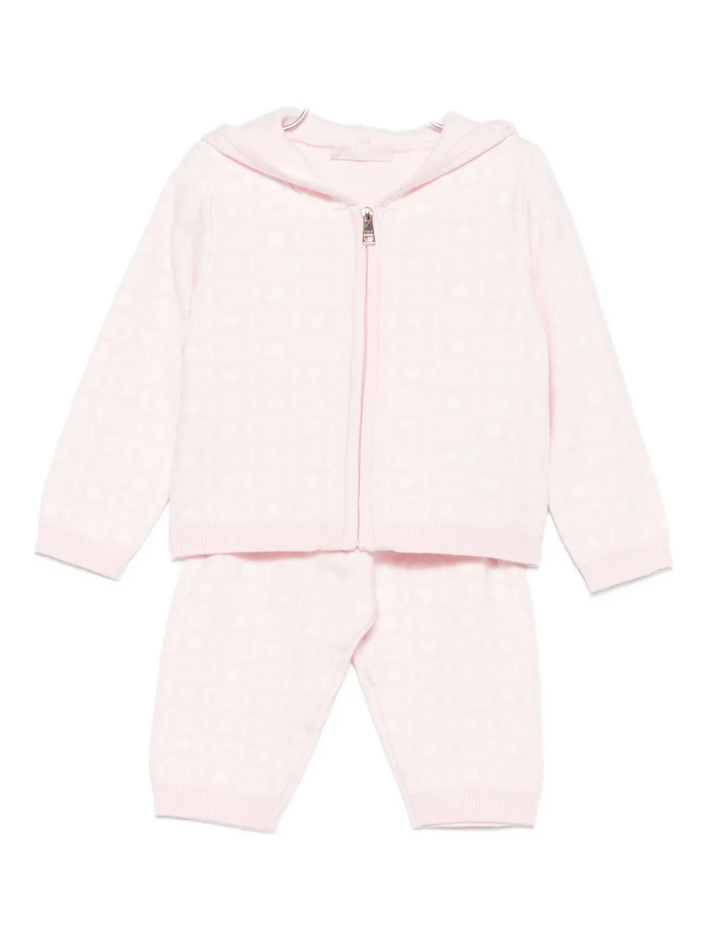 Liu •jo Hooded Ribbed Tracksuit Set In Pink