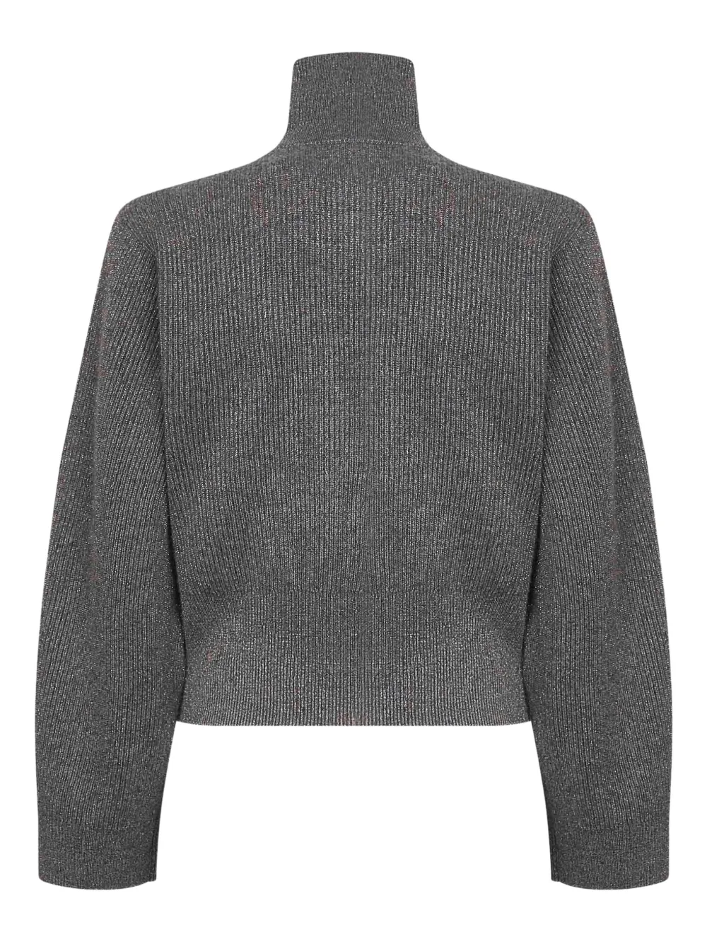 Brunello Cucinelli Grey Sparkling Knit Zip-up Cardigan In Gray