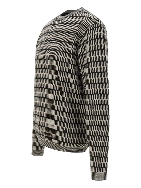 Emporio Armani optical-pattern crew-neck Sweater | Neutrals
