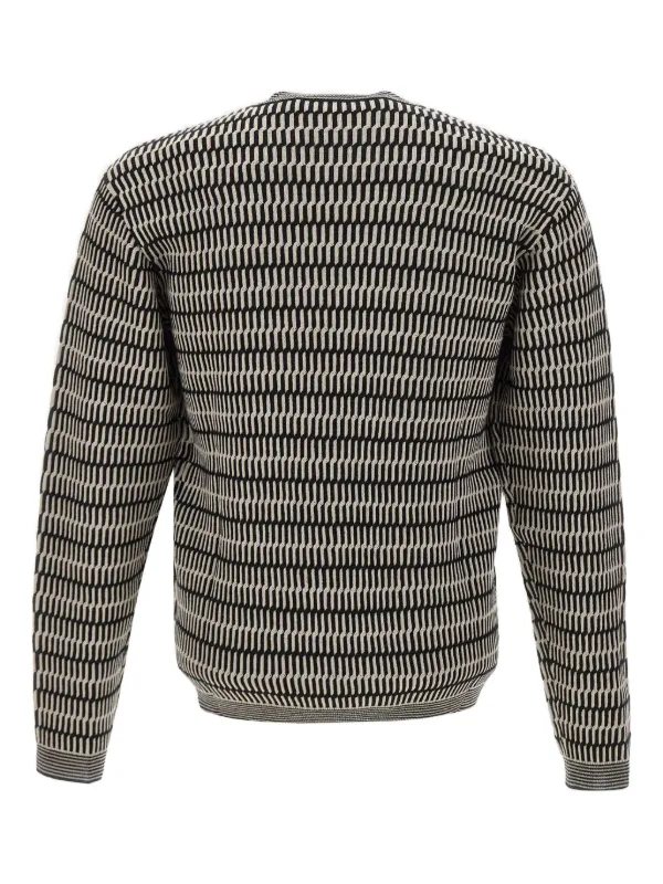 Emporio Armani optical-pattern crew-neck Sweater | Neutrals