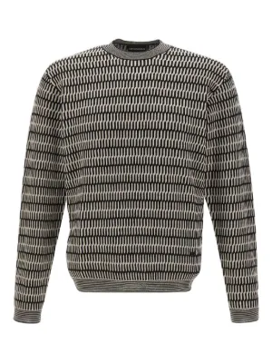 【エンポリオアルマーニ】定価68,000円ジオメトリックセーターL Emporio Armani Icon ジオメトリックパターン セーター | ブルー