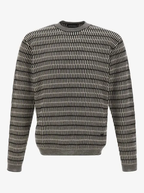 Emporio Armani optical-pattern crew-neck sweater