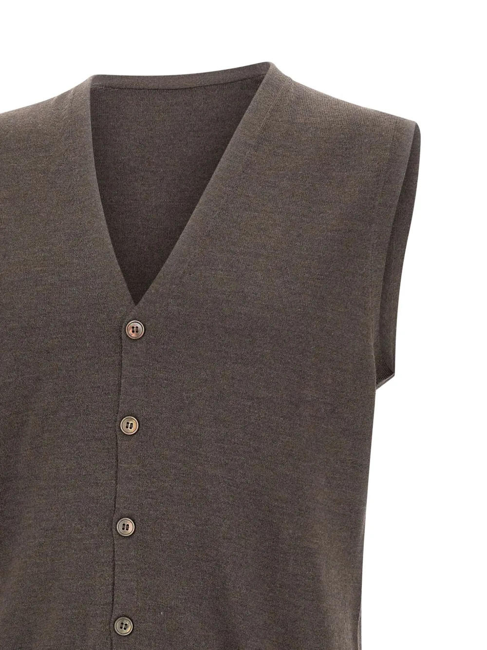 Gran Sasso V-neck Buttoned Vest In Brown
