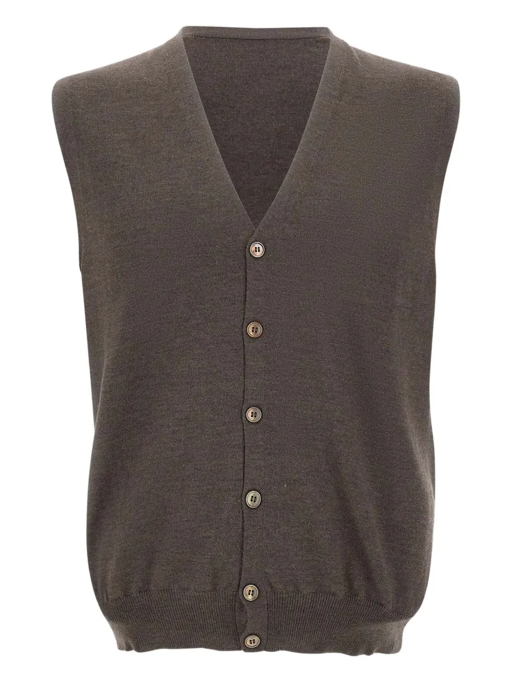 Gran Sasso V-neck Buttoned Vest In Brown