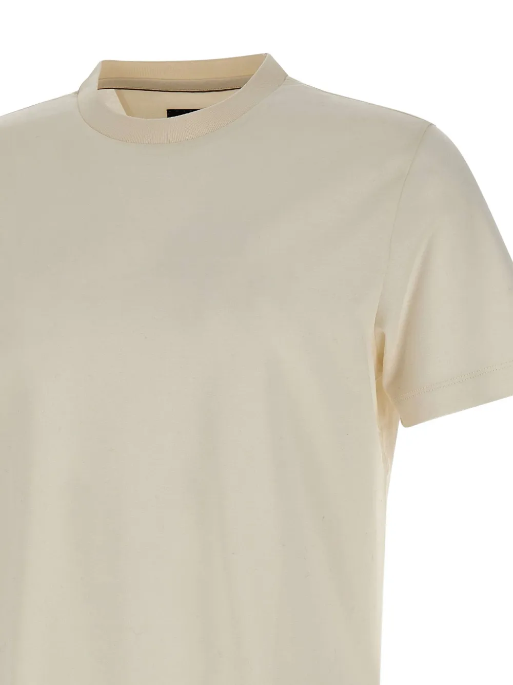 BOSS Geribbeld T-shirt met ronde hals Beige