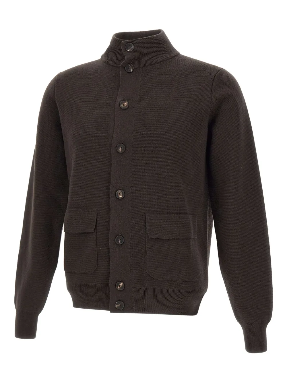 high-neck cardigan