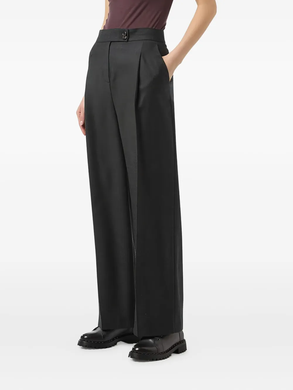 Eleventy Pleated Palazzo Pants In Black