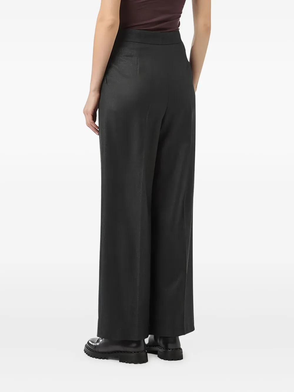 Eleventy Pleated Palazzo Pants In Black