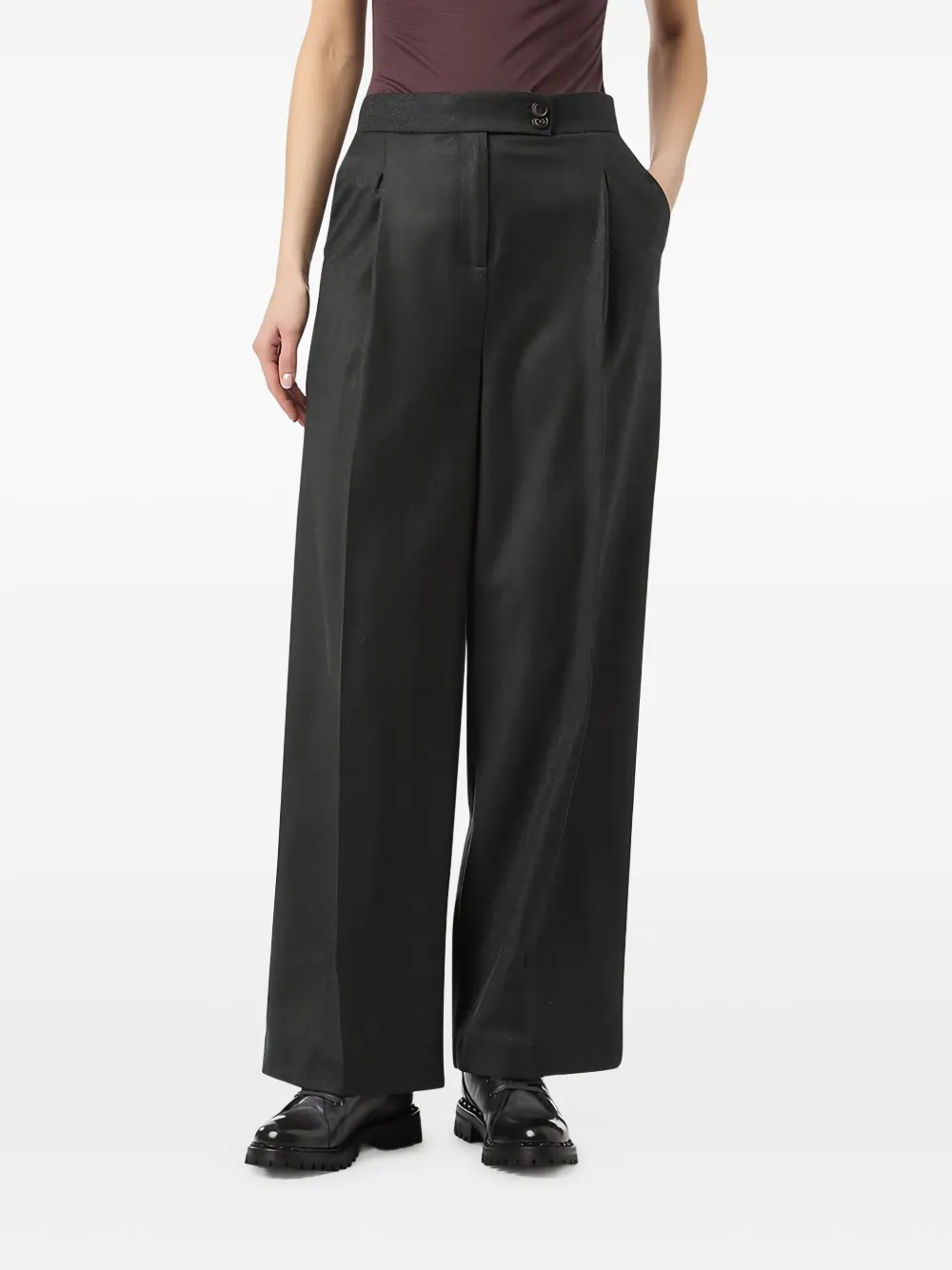 Eleventy pleated palazzo pants - Zwart