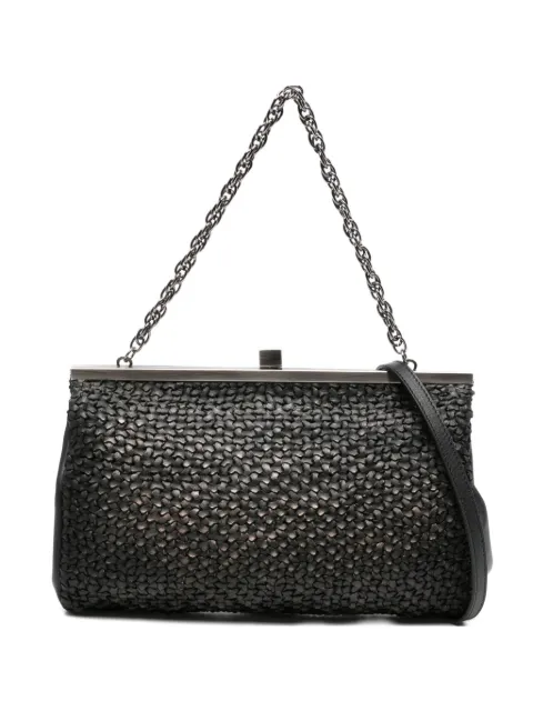 Reptile's House woven-leather chain clutch
