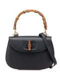 Gucci Pre-Owned 20th Century Small Grained Calfskin Bamboo Top Handle Bag satchel - Black