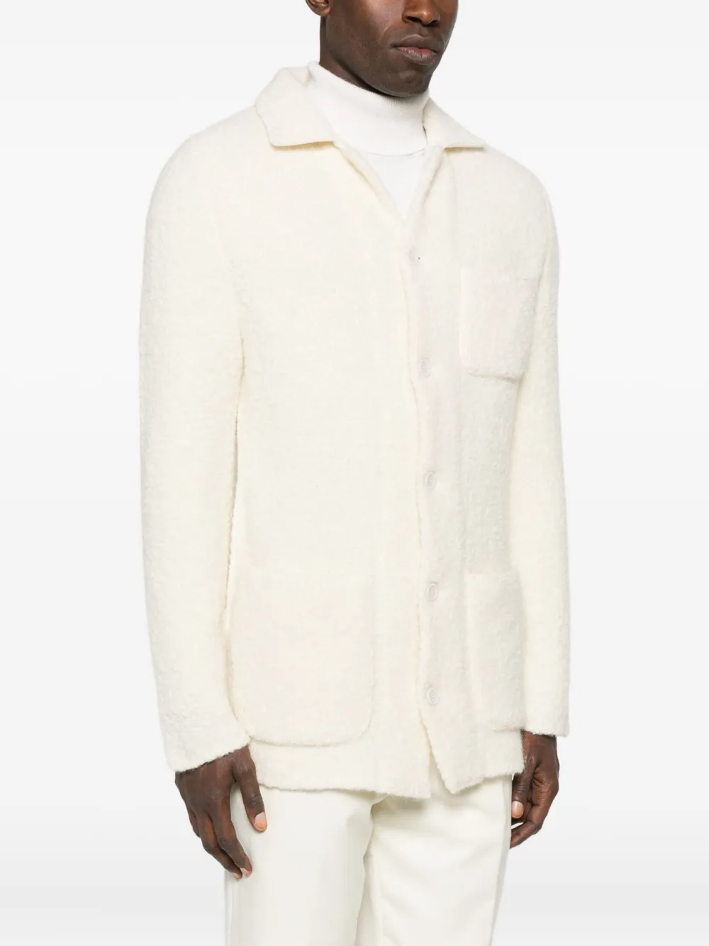 Lardini Buttoned Patch-pocket Cardigan In White