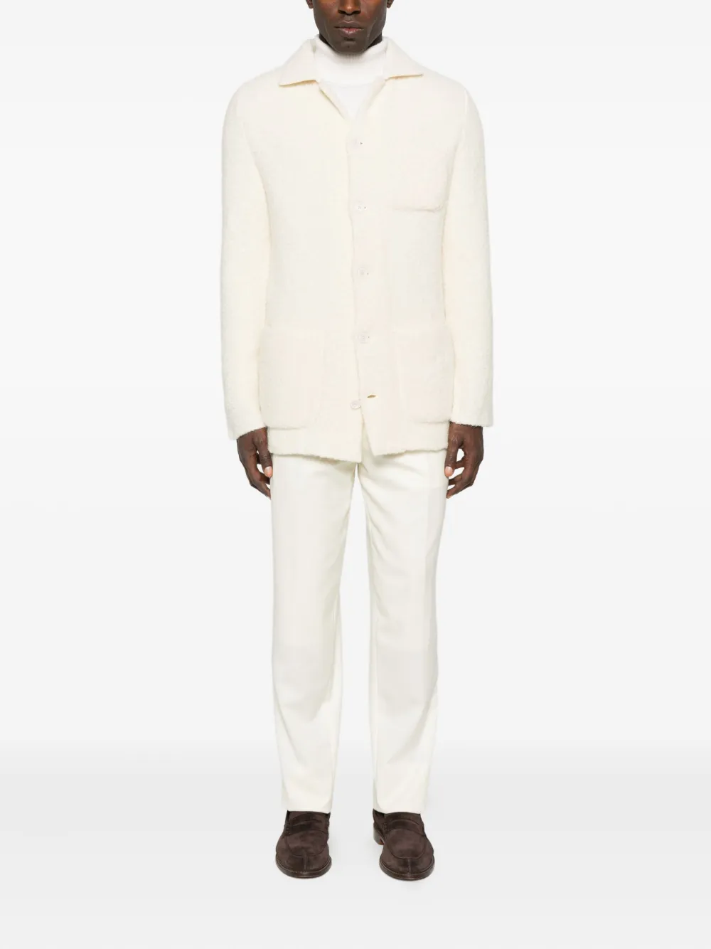 Lardini Buttoned Patch-pocket Cardigan In White