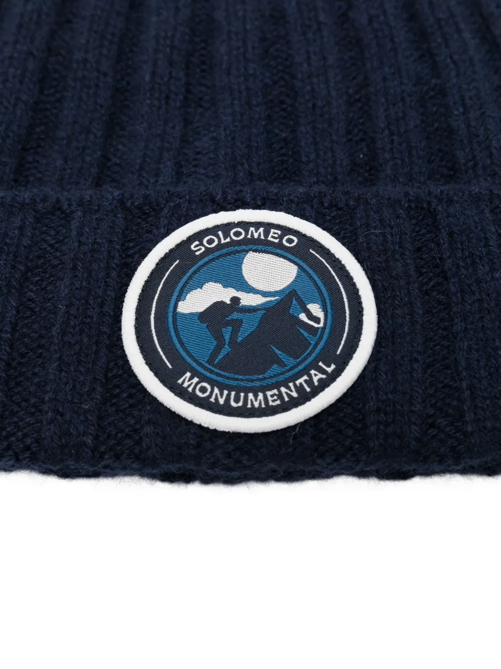 Brunello Cucinelli Kids Ribgebreide muts met logopatch Blauw
