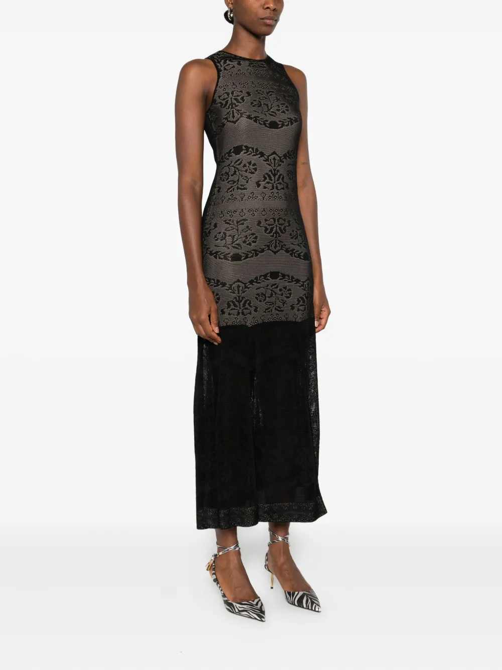TWINSET openwork midi dress - Zwart