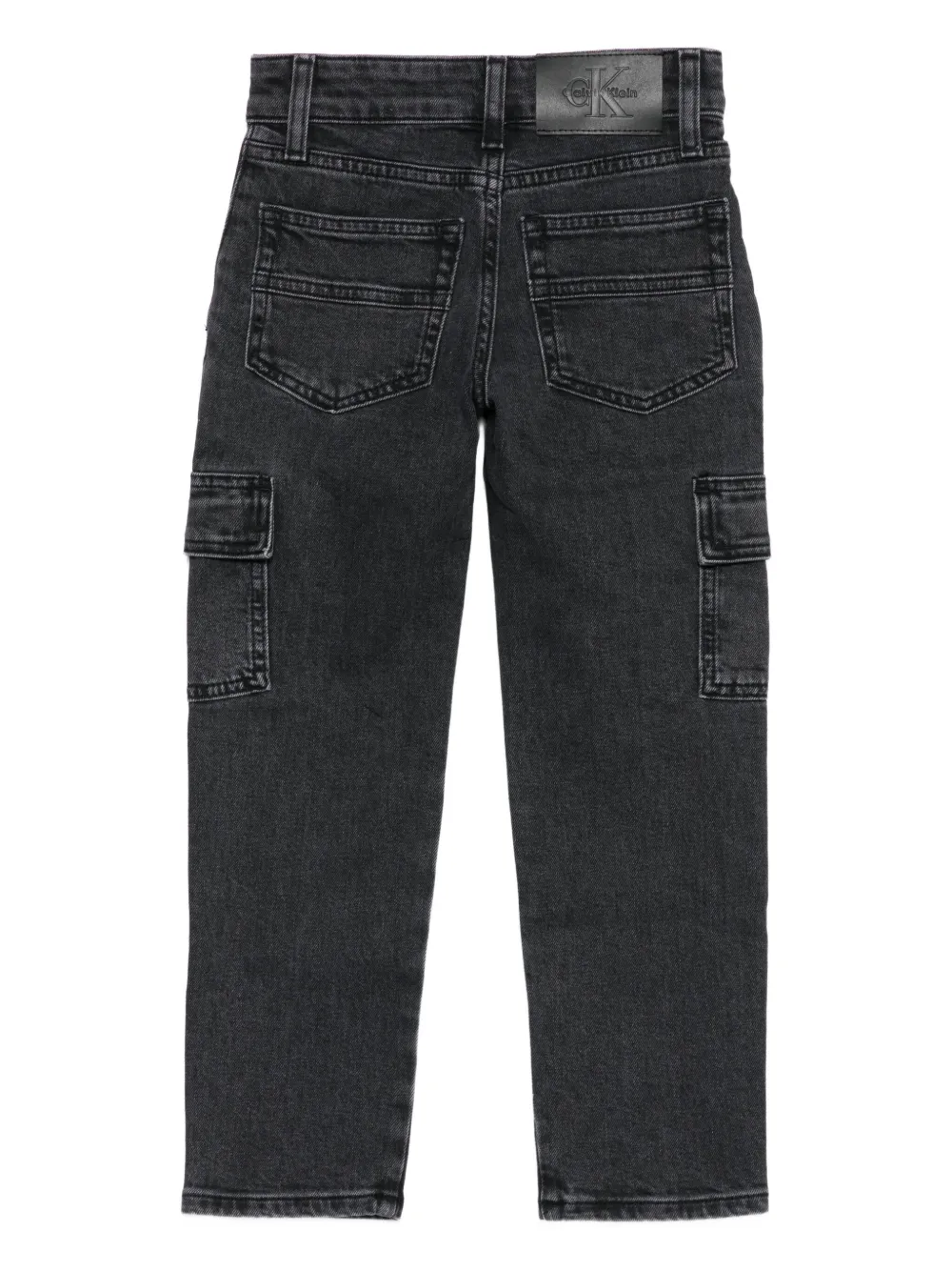 Calvin Klein Kids Jeans met cargo zak en patch Grijs