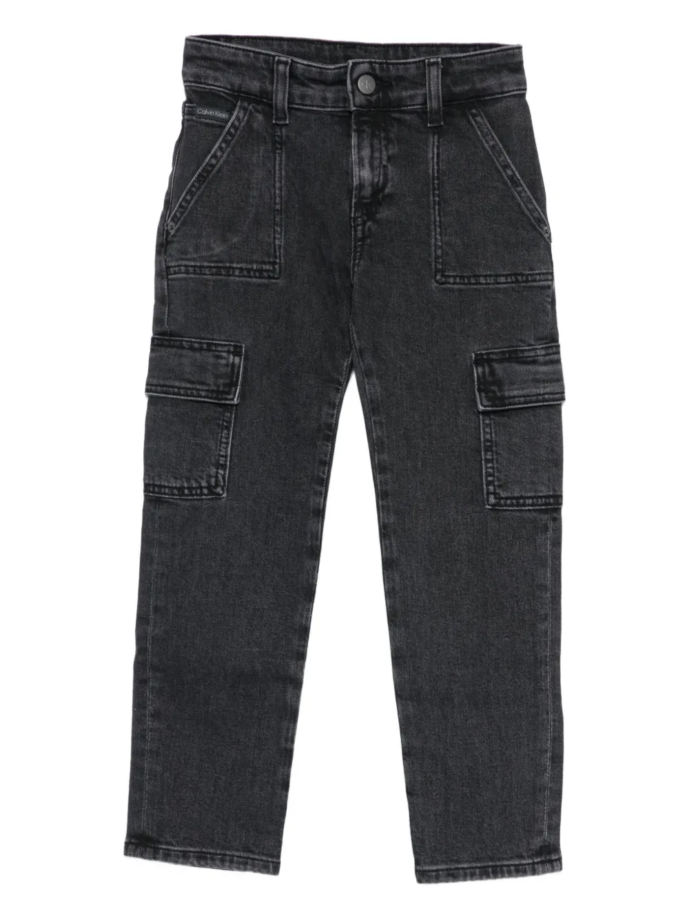Calvin Klein Kids Jeans met cargo zak en patch Grijs