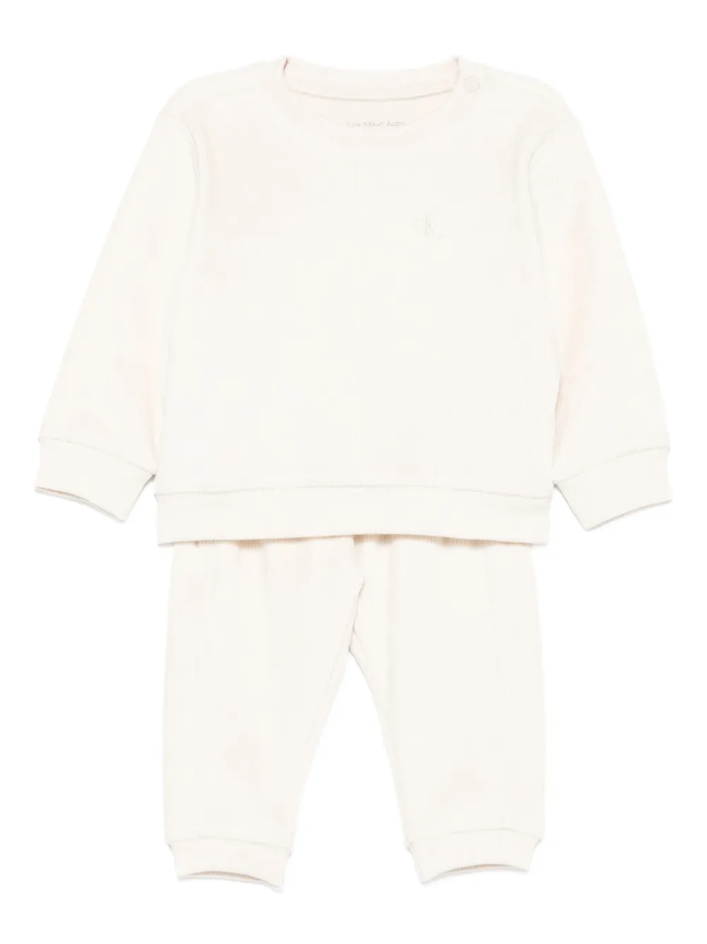 Calvin Klein Kids Geribbeld broekset met lange mouwen Beige