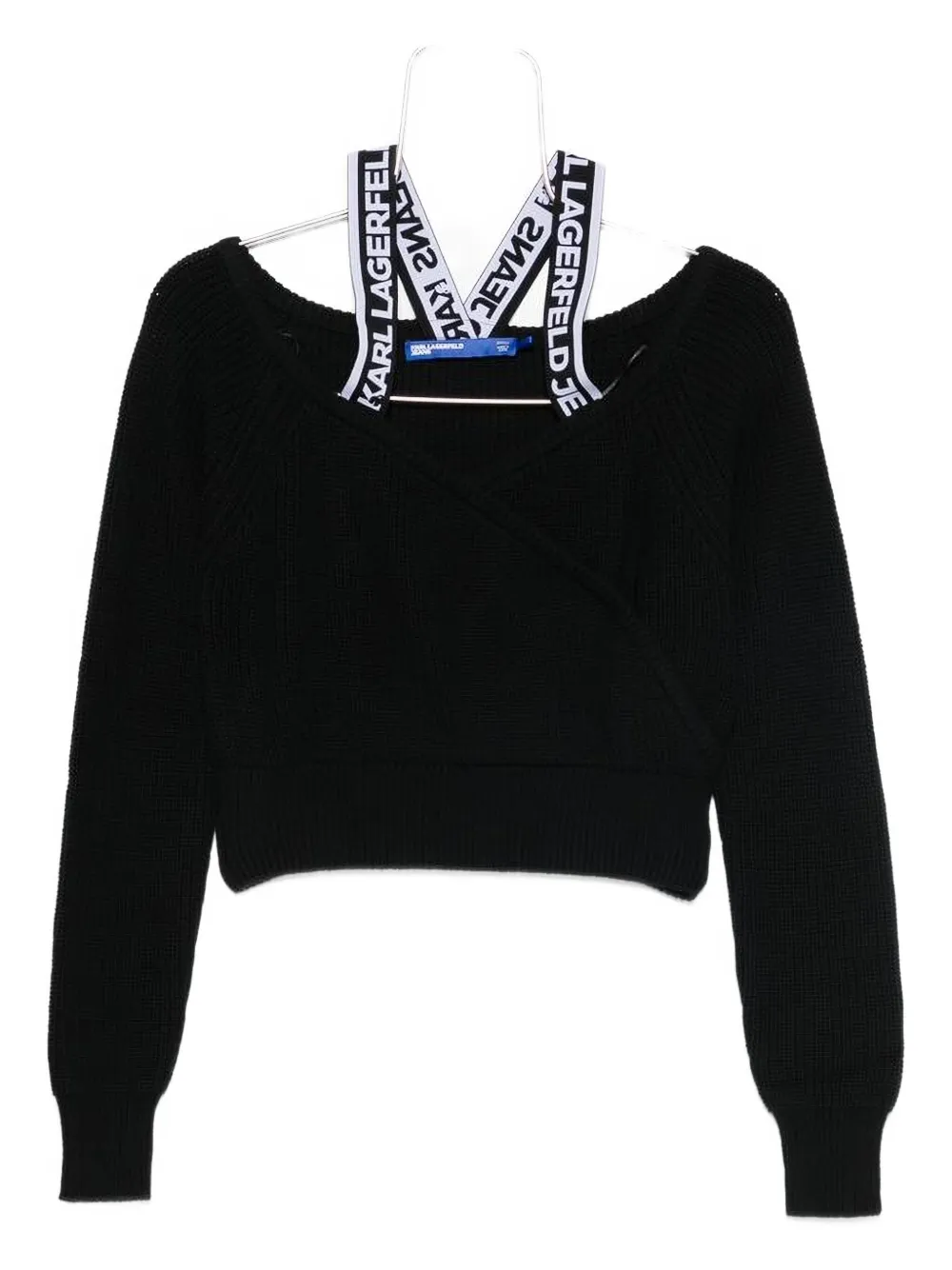 Karl Lagerfeld Jeans Cross-strap Sweater In Black