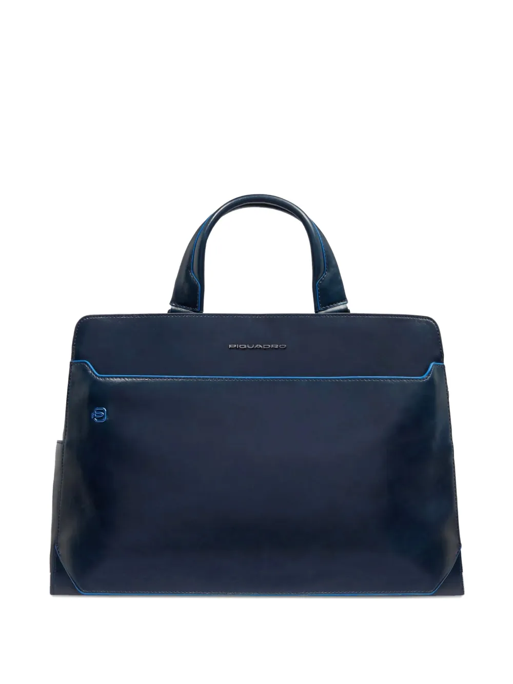 PIQUADRO Leren laptoptas met handgreep Blauw