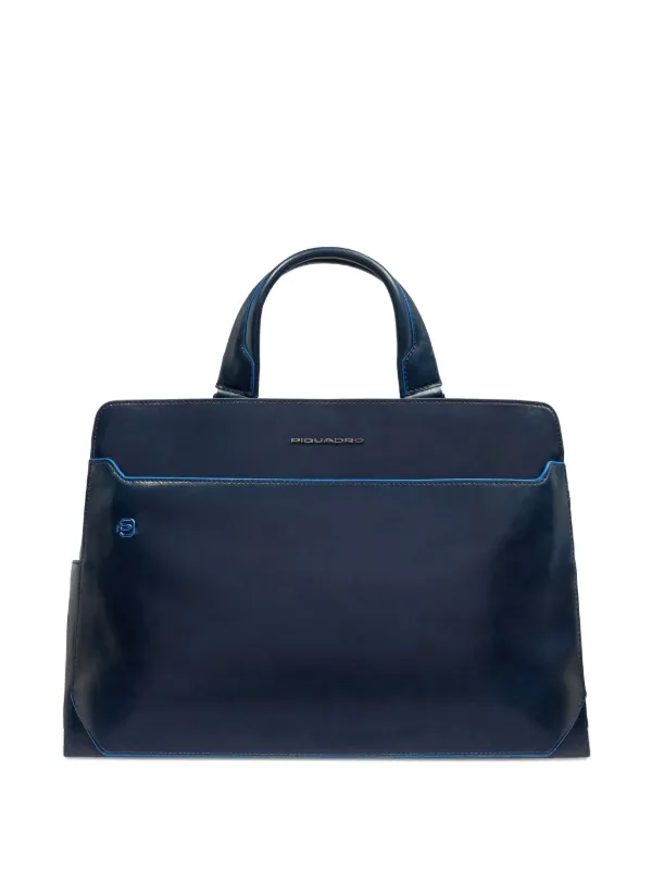 PIQUADRO Leather top-handle Laptop Bag Blue FARFETCH JO