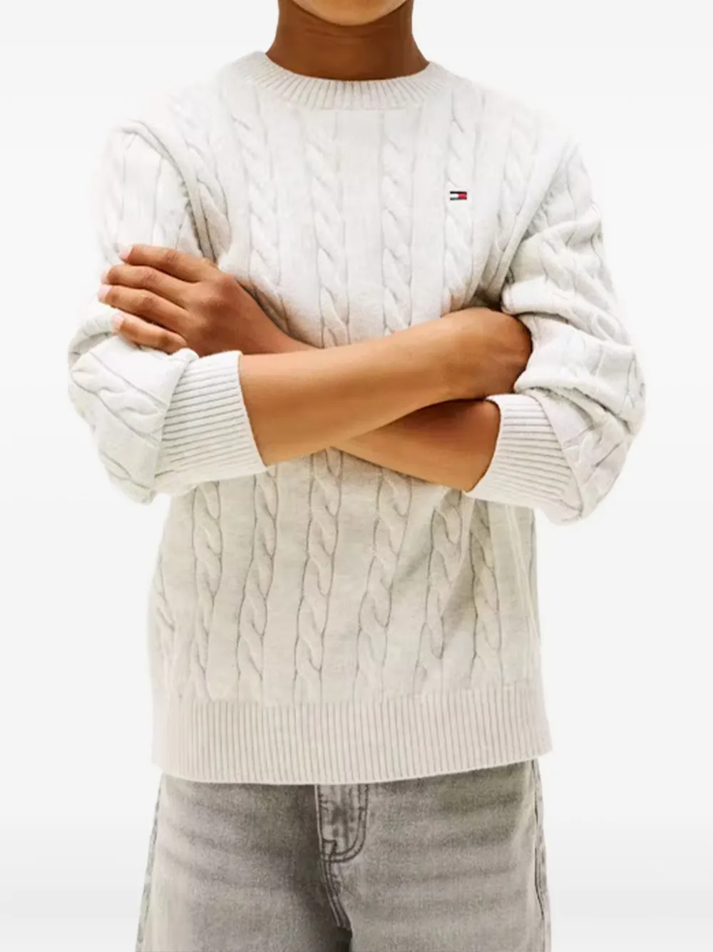 Tommy Hilfiger Junior cable-knit crew-neck sweater | Boys Knitwear | Image 2