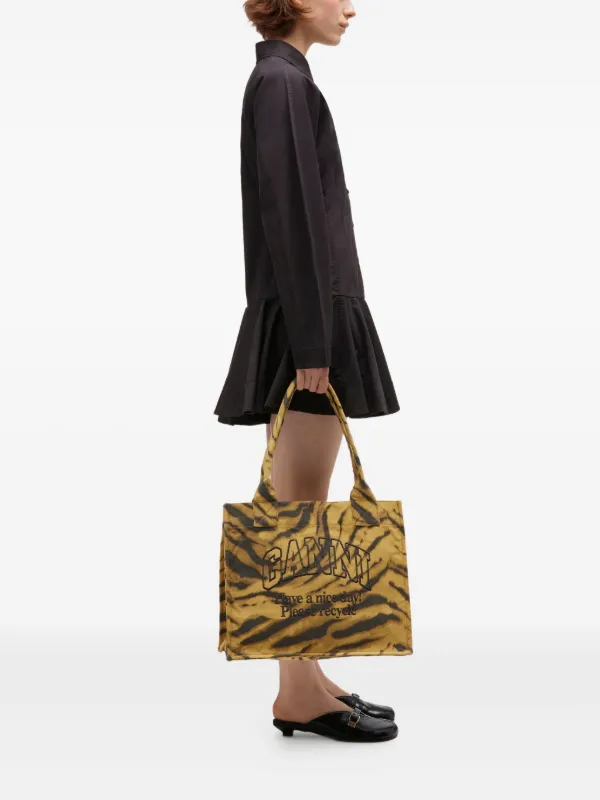 ✴︎GANNI ✴︎ GANNI tiger-print Tote Bag | Yellow | FARFETCH