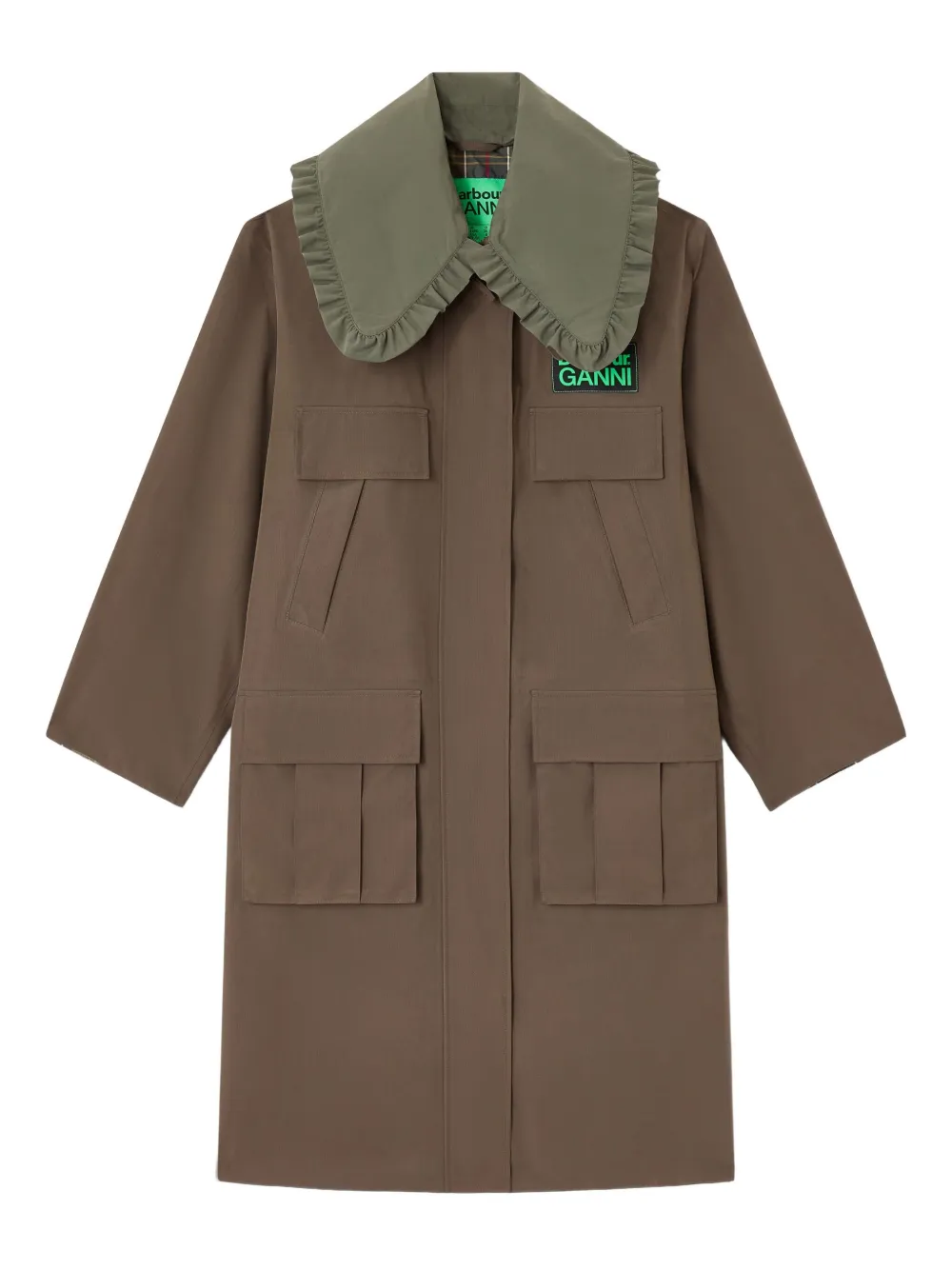 GANNI Cappotto con ruches - Marrone