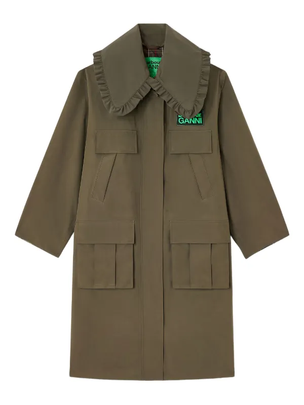 GANNI ラッフルディテール コート | グリーン | FARFETCH JP