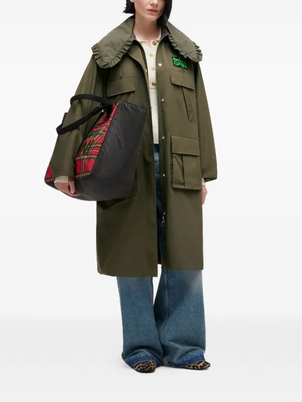 GANNI ラッフルディテール コート | グリーン | FARFETCH JP