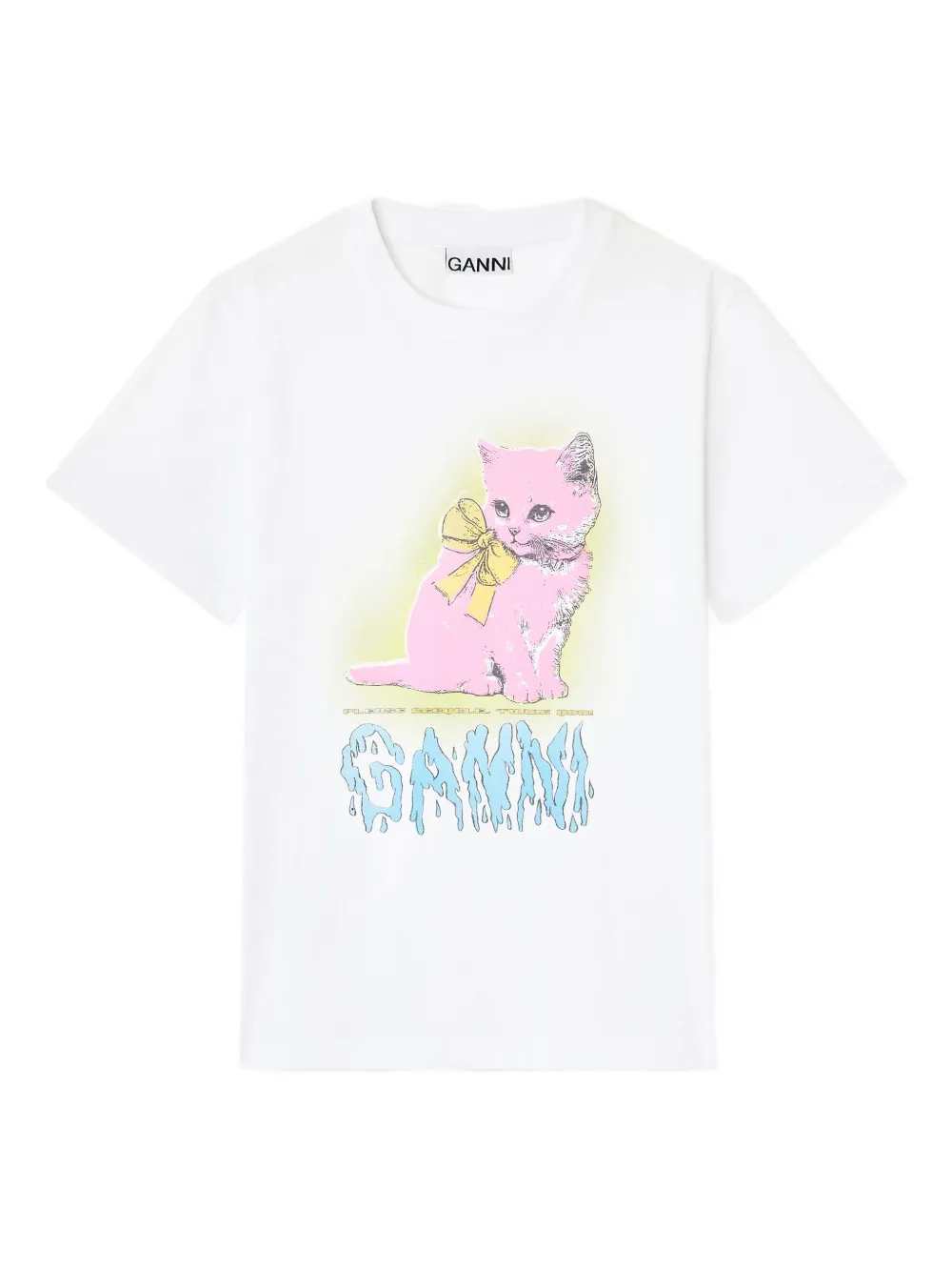 GANNI Kitty cat-bow T-shirt Wit