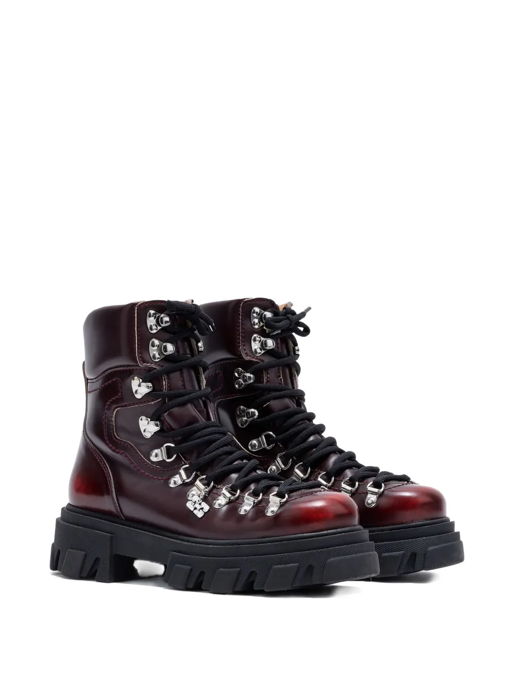 GANNI lace-up boots Red