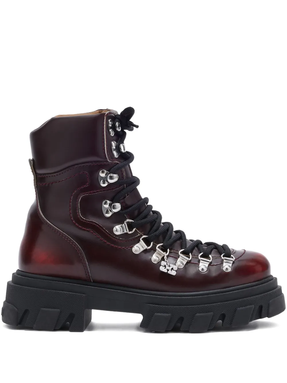 GANNI lace-up boots Red