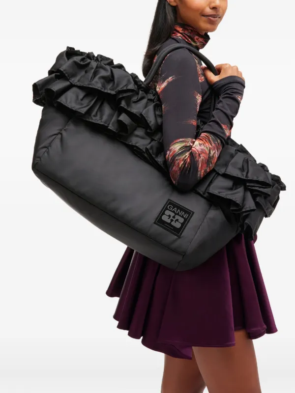GANNI ラッフル ショルダーバッグ | ブラック | FARFETCH JP