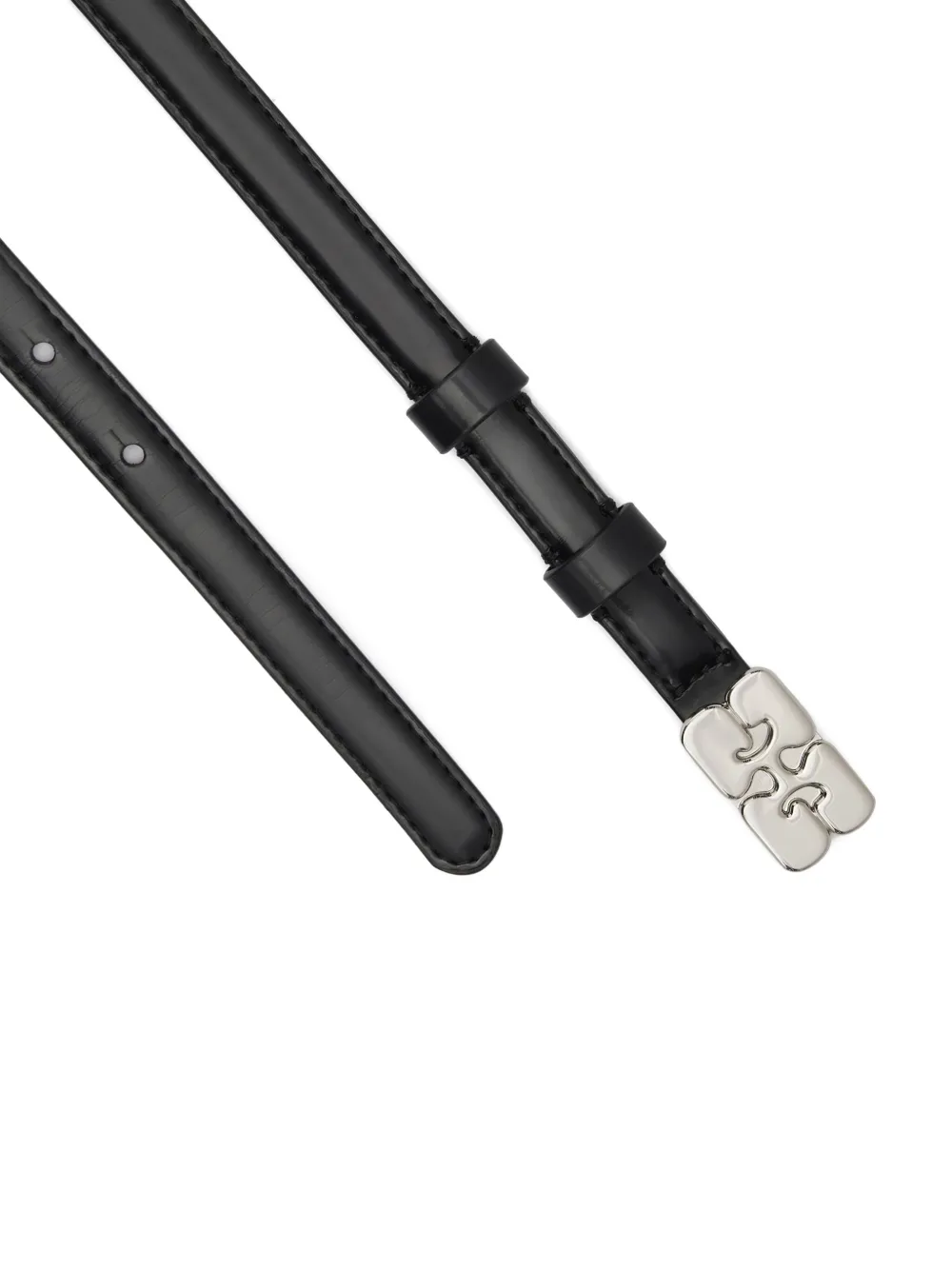 GANNI Cintura in pelle con fibbia logata - Nero