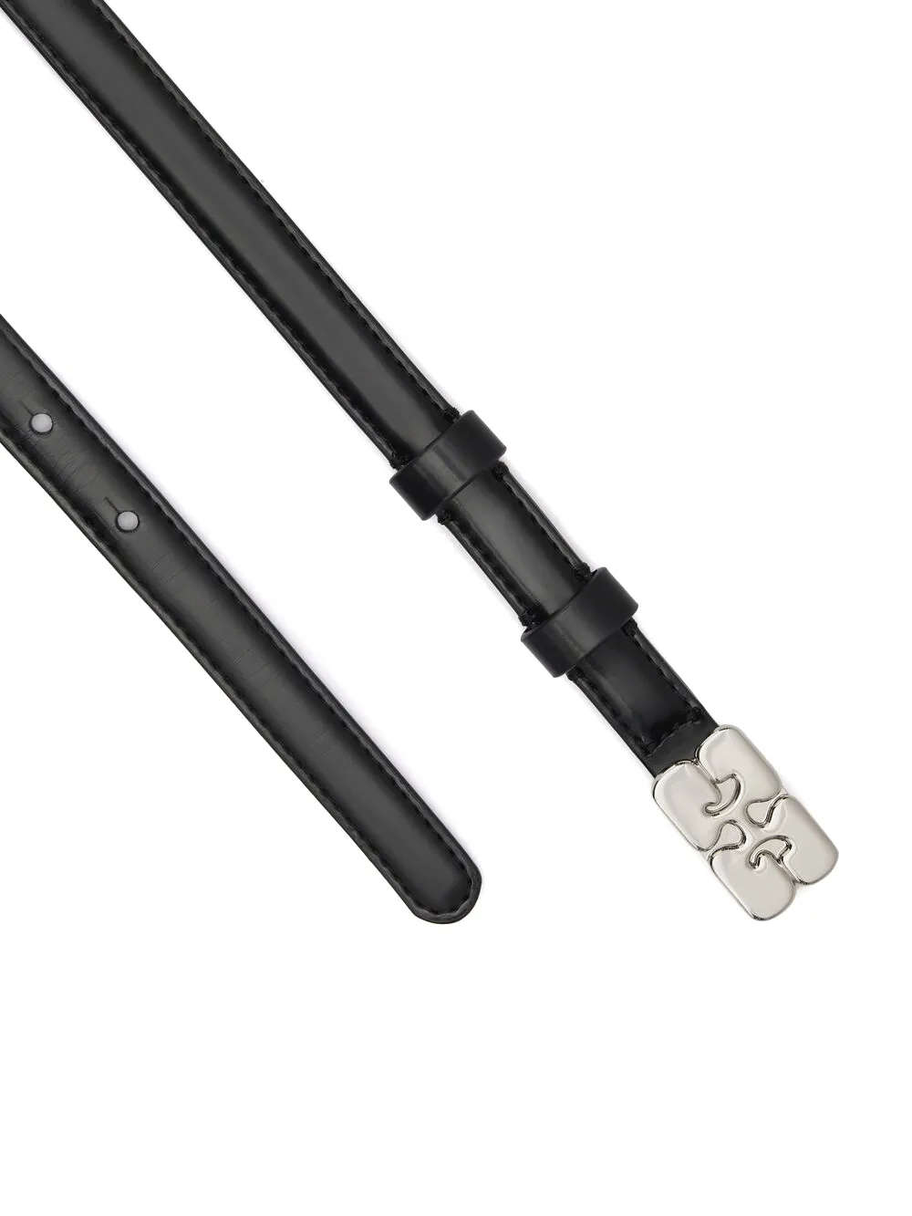 GANNI Leren riem met logogesp - Zwart