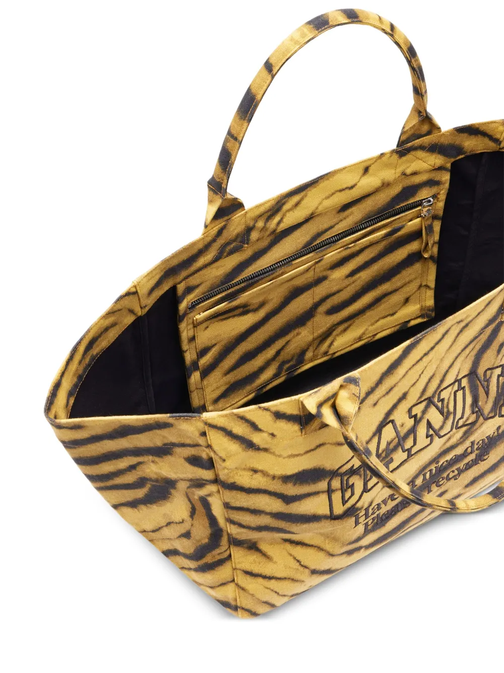 Ganni Recycled Cotton Xxl Tote Bag In Yellow