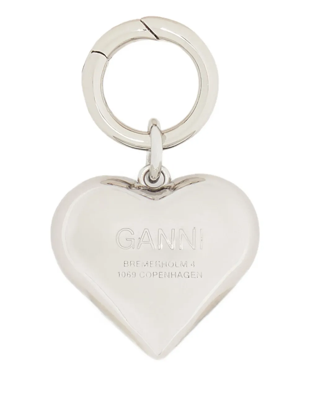 Ganni Heart-shape Charm In Blue