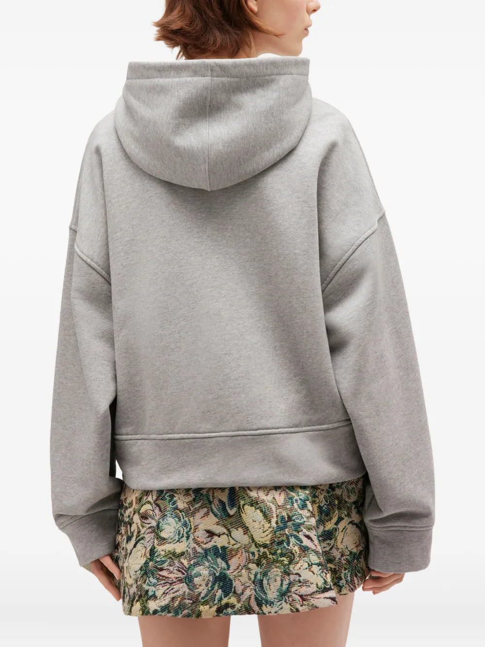 Ganni Cotton Zip-up Hoodie Featuring Pockets In Gray