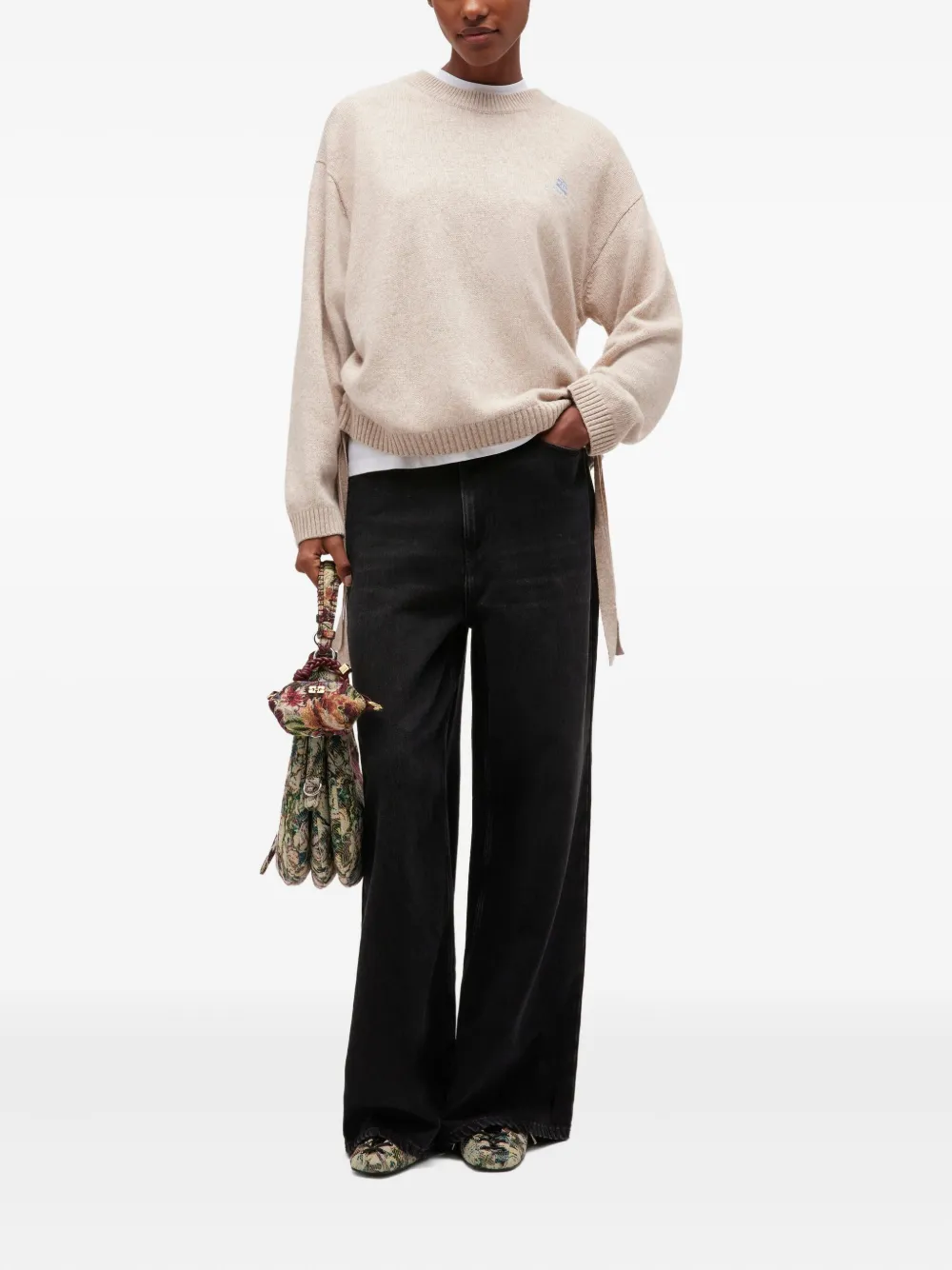 Ganni Beige Wool Mix Jumper In Neutral