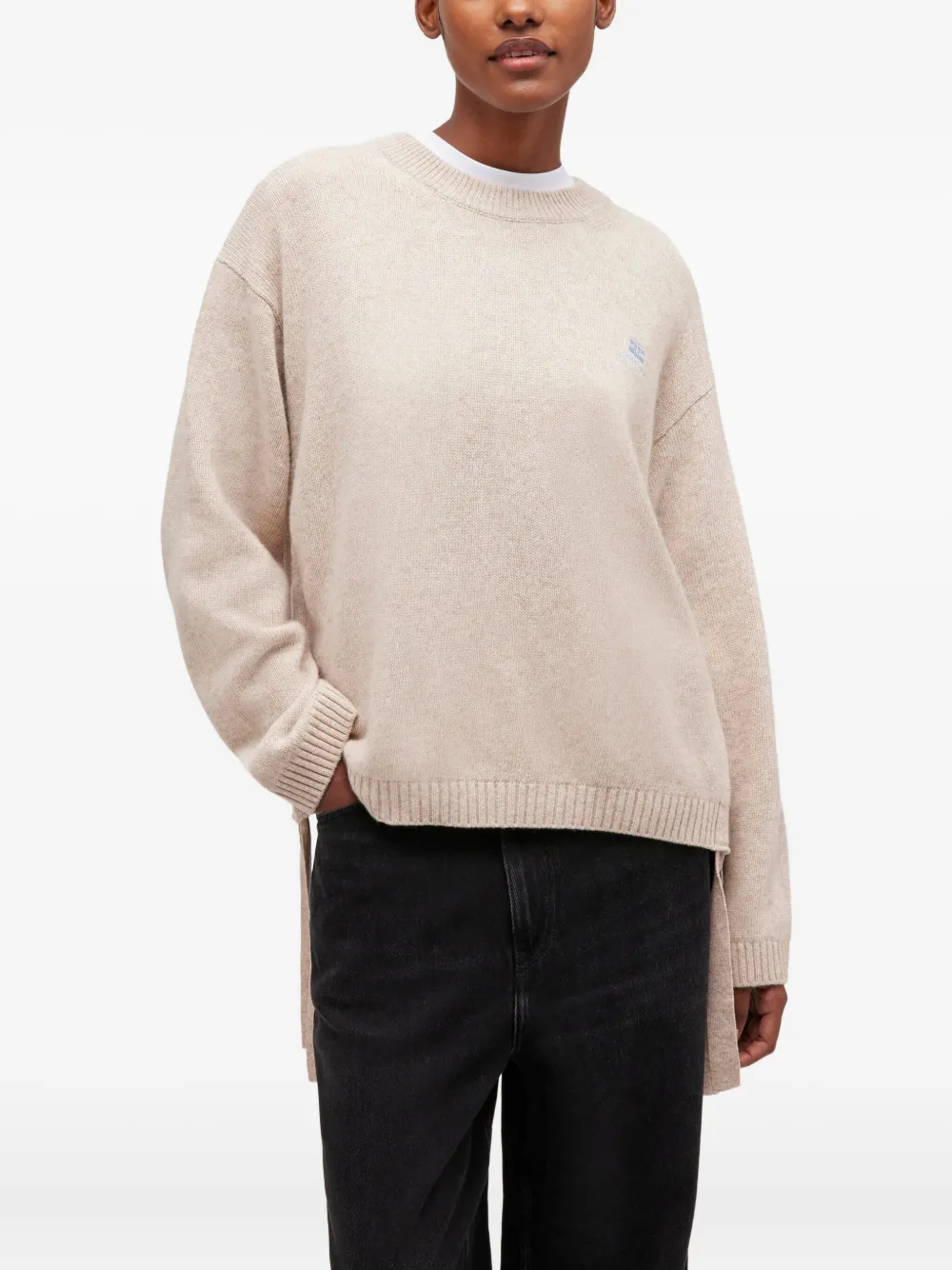 Ganni Beige Wool Mix Jumper In Neutral