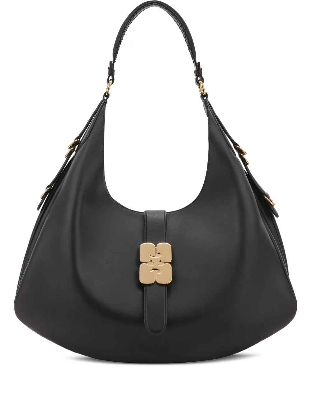 Ganni Detailed-hardware Shoulder Bag In Black