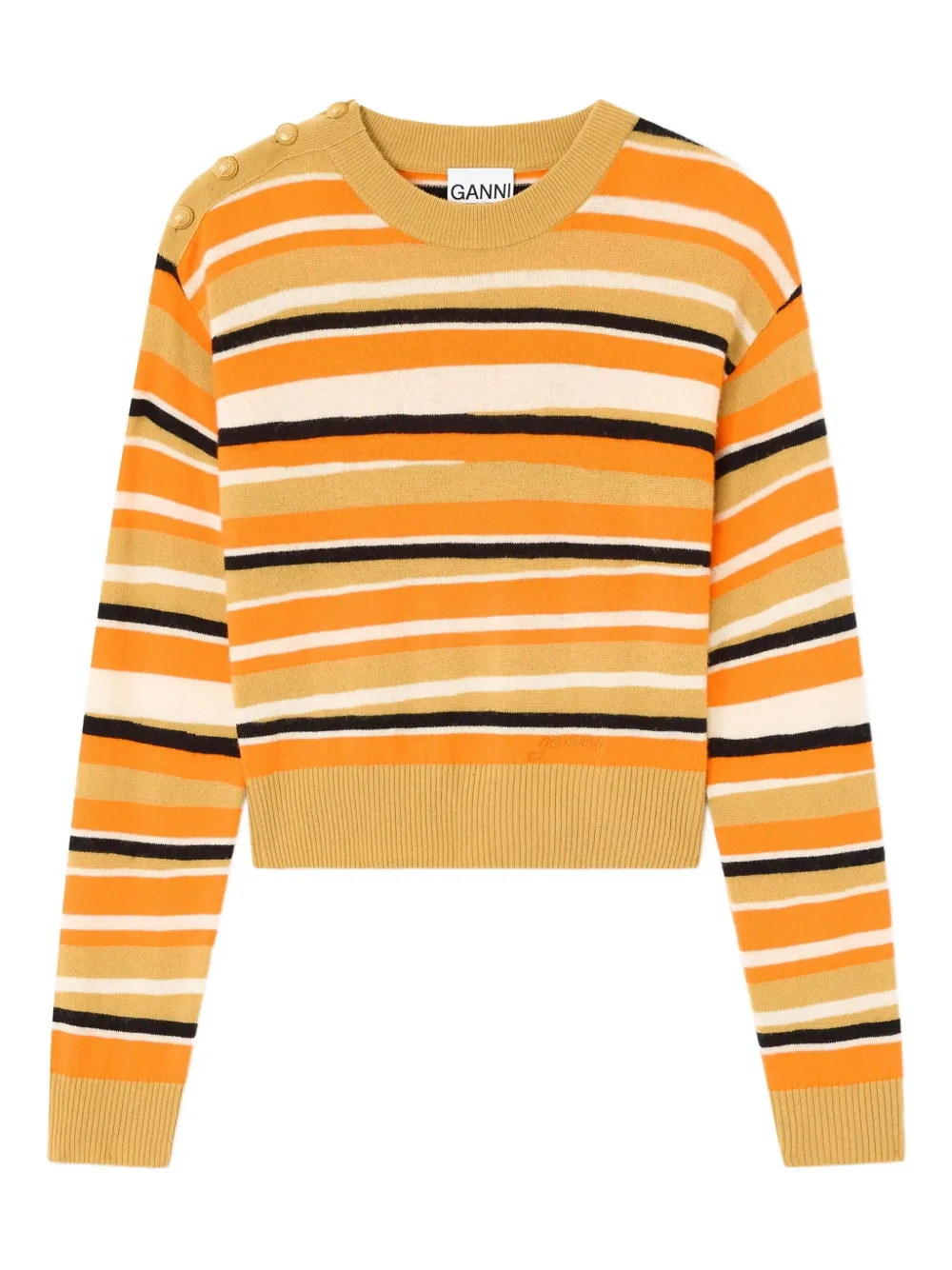 GANNI striped button-detailed sweater | Yellow | Image 1