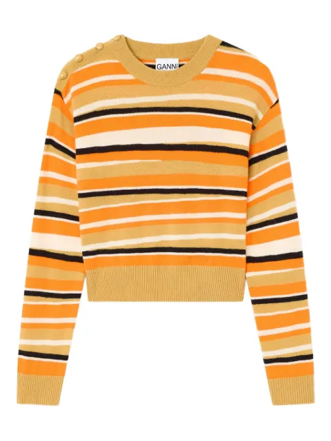 GANNI striped button-detailed sweater