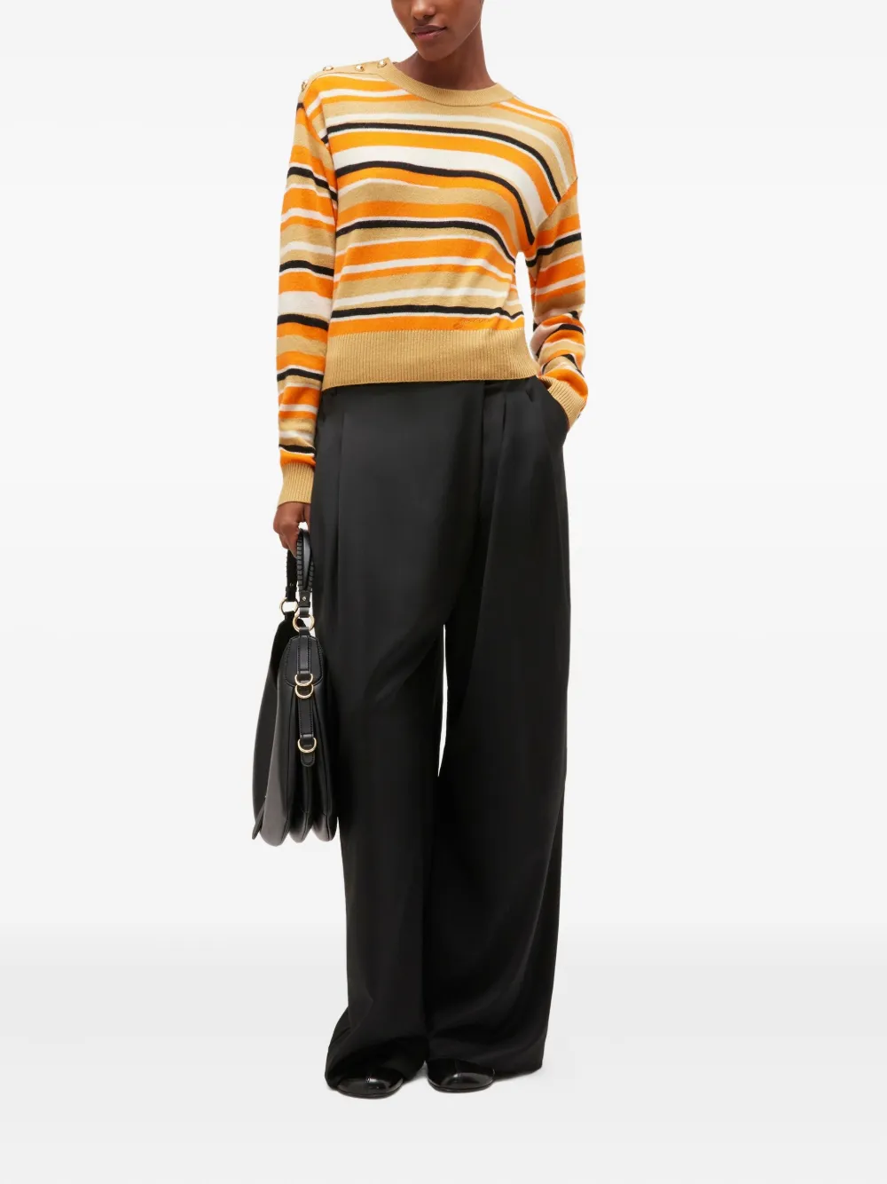 GANNI striped button-detailed sweater | Knitted Sweaters | Image 2