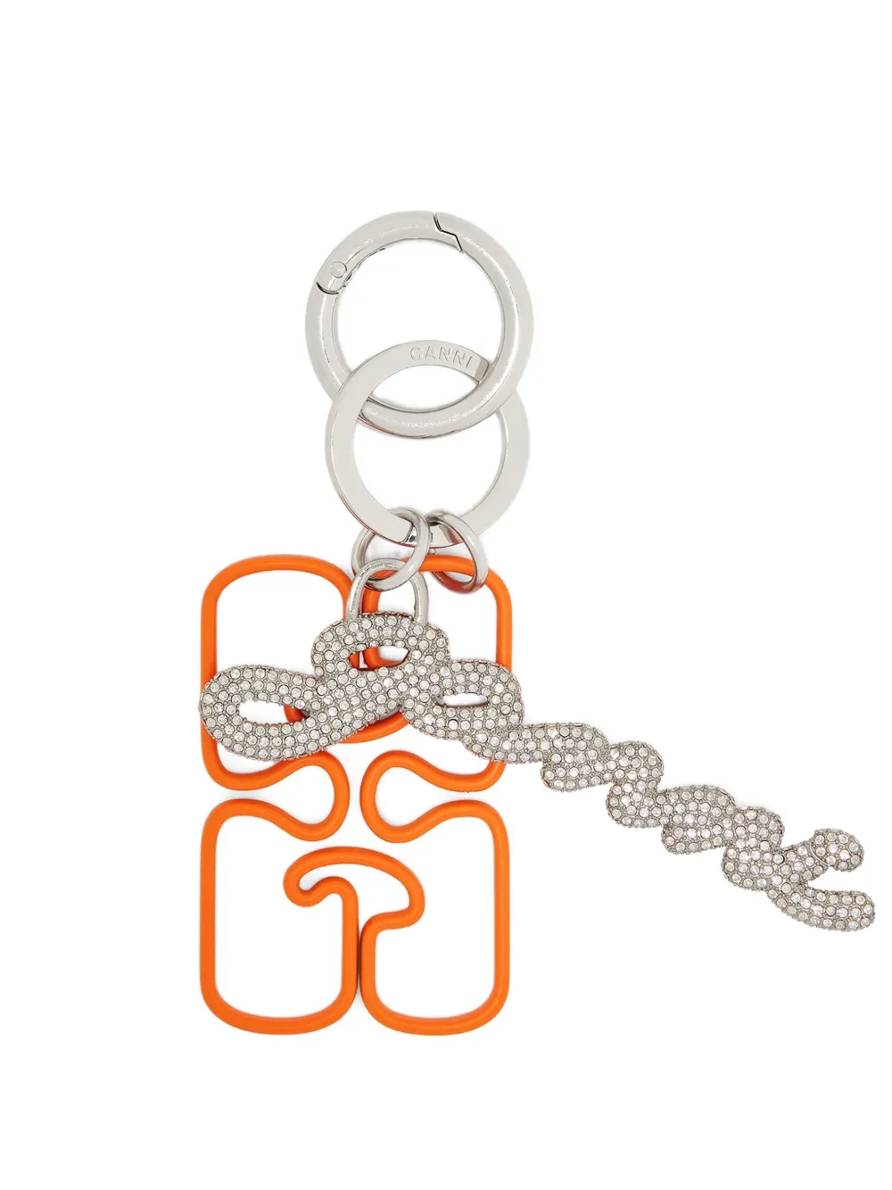 Ganni Chain-embellished Keyring In Silver
