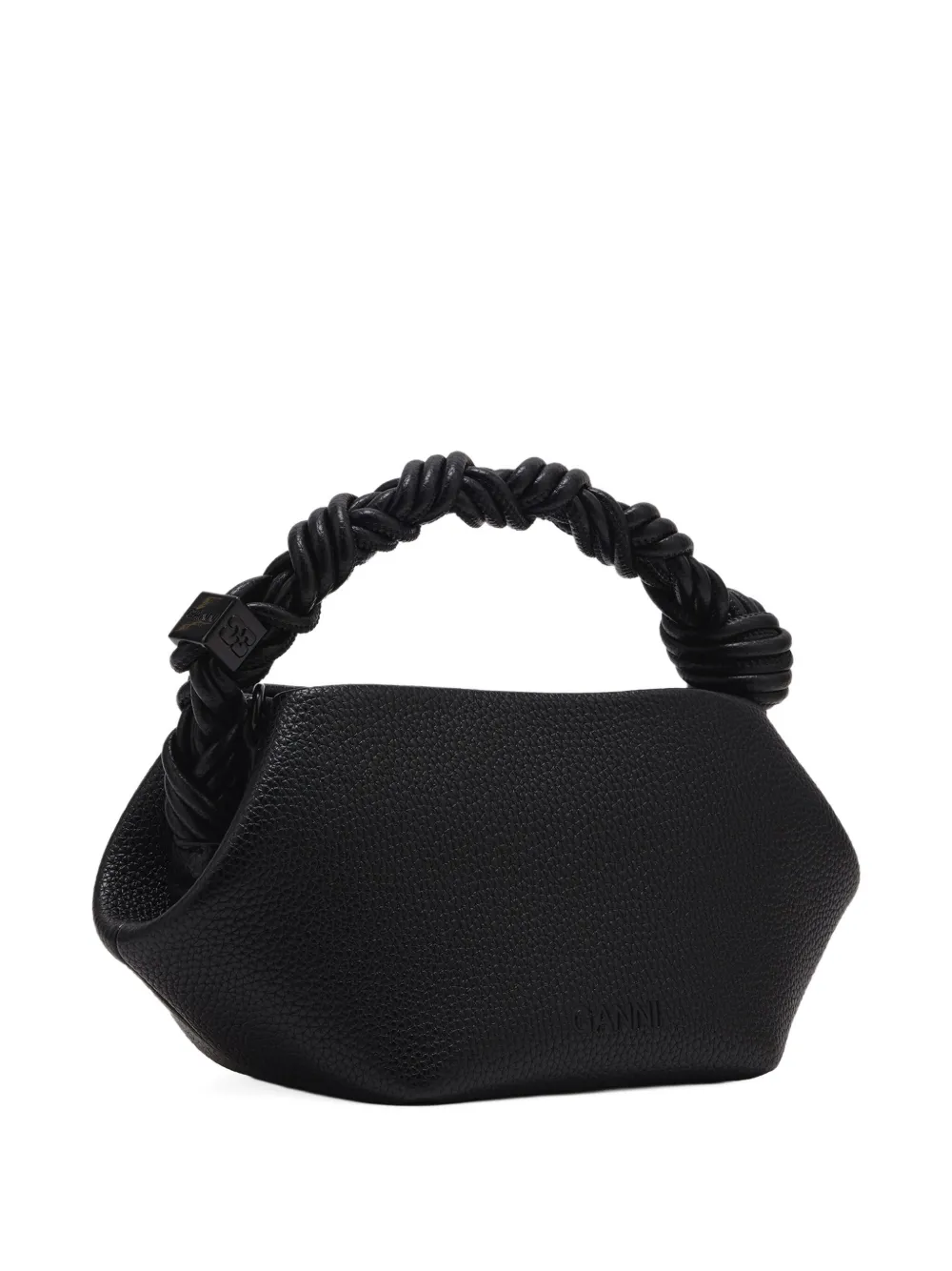 Ganni Mini Bou Twisted-handle Tote Bag In Black